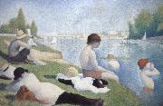 Georges Seurat batbers at asnieres oil painting